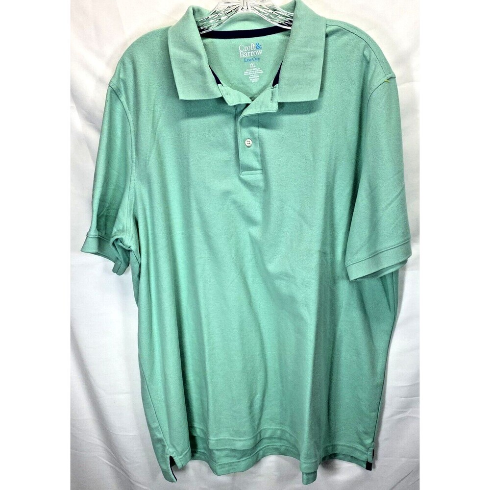 Croft & Barrow Men's Easy Care Teal/Green Cotton Short Sleeve Polo Shirt XXL
